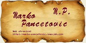Marko Pančetović vizit kartica